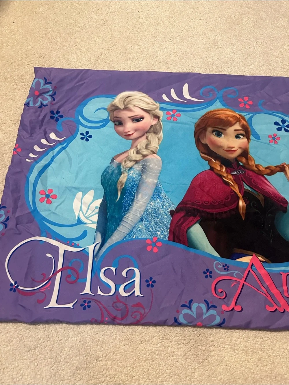 Disney Frozen Elsa & Anna Pillowcase - Purple, Turquoise, Pink